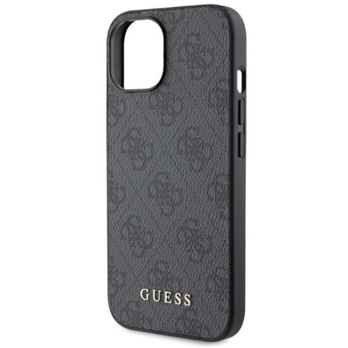 Guess - Guess Mobilskal till iPhone 15 Metall Gold Logo - Grå