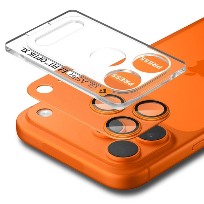 Spigen - Spigen iPhone 17 Pro Härdat Glas Kameraskydd EZ Fit - Orange