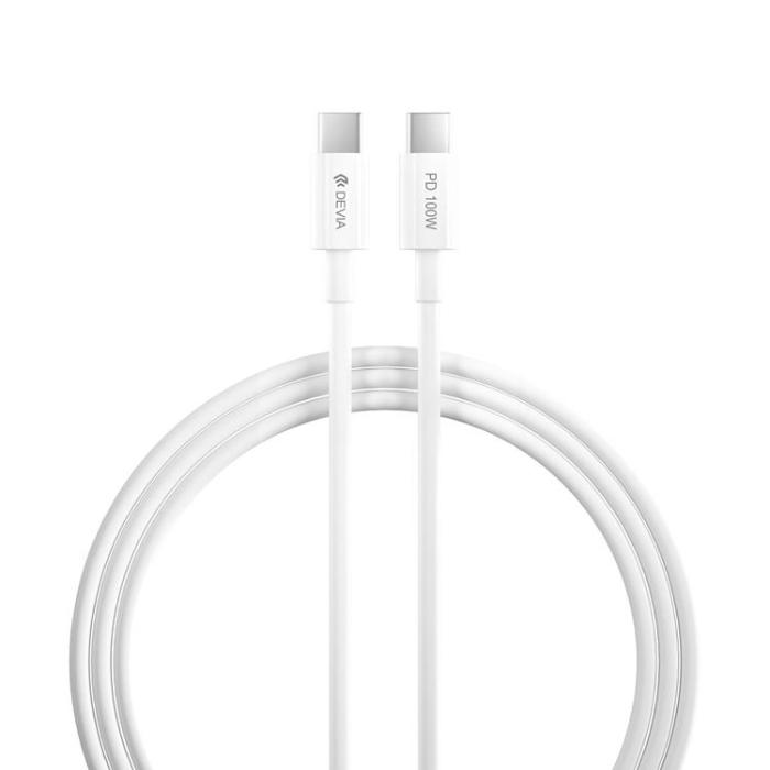 Devia - Devia USB-C Till USB-C Kabel 100W 5A 1.5m Smart EC317 PD Vit