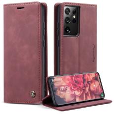 Caseme - CASEME Pl&aring;nboksfodral Konstl&auml;der f&ouml;r Samsung Galaxy S21 Ultra - Vinr&ouml;d