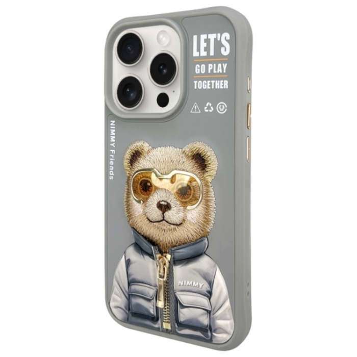 NIMMY - Nimmy iPhone 15 Pro Max Mobilskal Cool & Cute 2.0 Bear - Grå