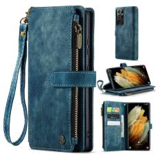Caseme - CASEME Konstl&auml;der Pl&aring;nboksfodral f&ouml;r Samsung Galaxy S21 Ultra 5G - Bl&aring;