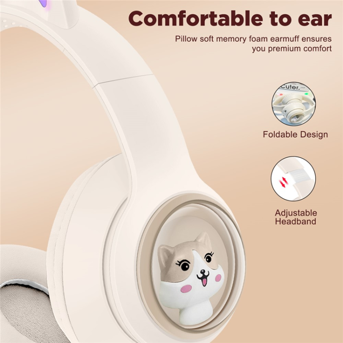 AKZ - AKZ Over-Ear Trådlösa Hörlurar för Barn Bluetooth Cat Ear AKZ-01
