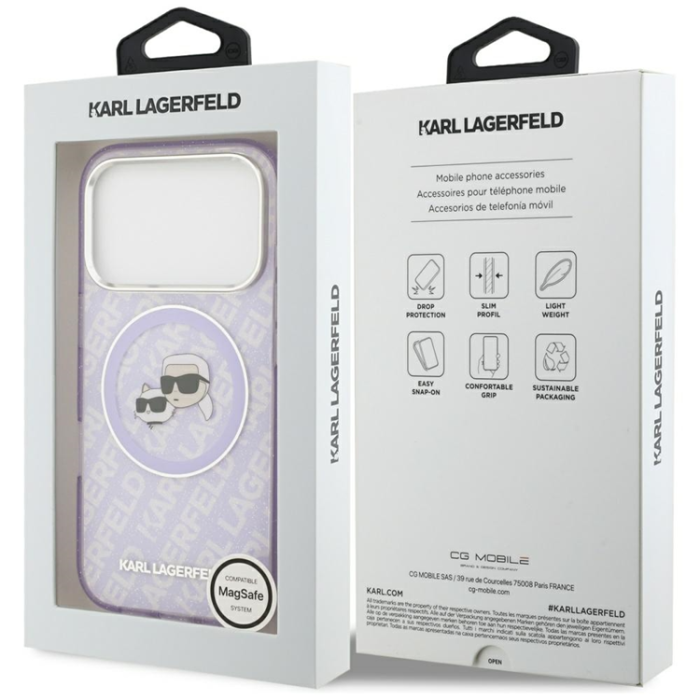 KARL LAGERFELD - Karl Lagerfeld iPhone 17 Pro Mobilskal Magsafe Glitter Karl Och Choupette Heads