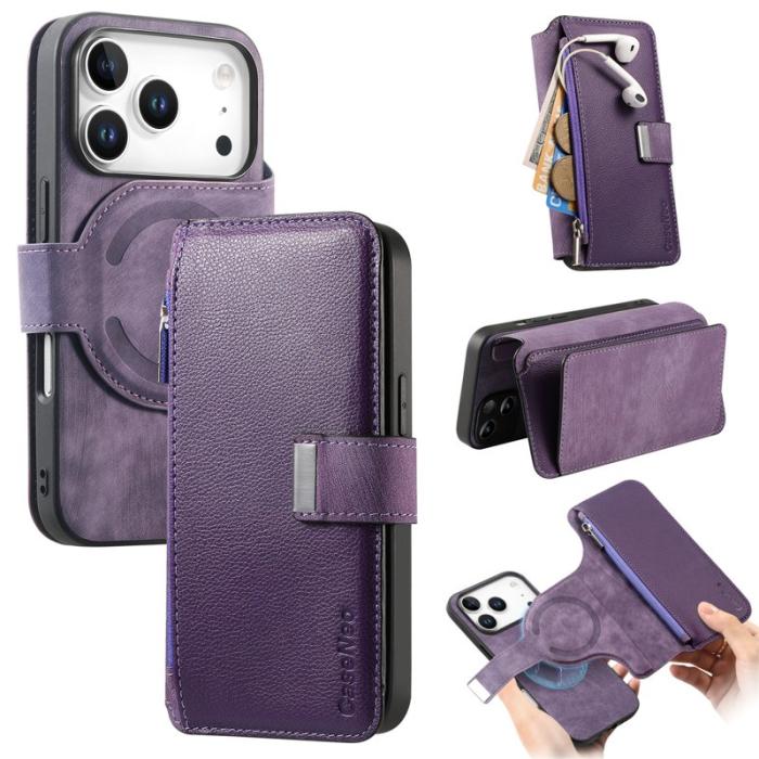 CASENEO - CASENEO MW-02 iPhone 17 Pro Max Plånboksfodral Konstläder - Lila