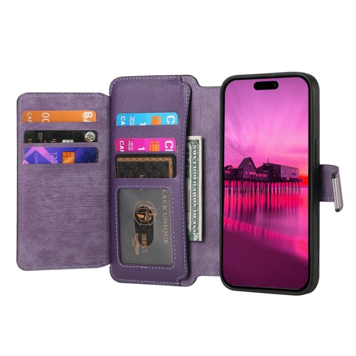 CASENEO - CASENEO MW-02 iPhone 17 Pro Max Plånboksfodral Konstläder - Lila