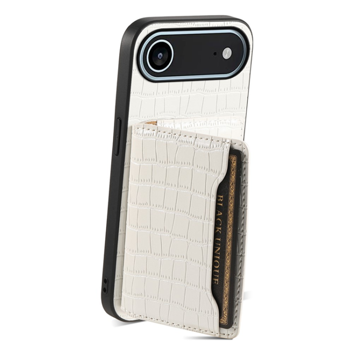 A-One Brand - iPhone 17 Air Mobilskal Korthållare Crocodile - Vit