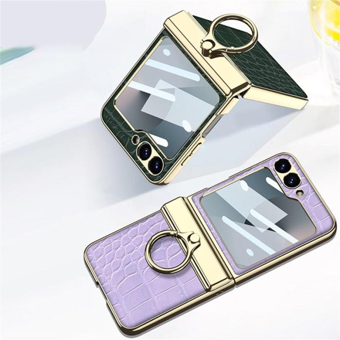 GKK - GKK Samsung Galaxy Z Flip7 FE Fodral PU+PC - Krokodil Lila