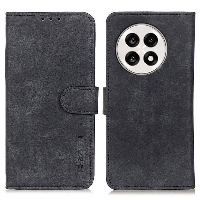 KHAZNEH - KHAZNEH OnePlus 13R 5G Plånboksfodral Konstläder Retro Textur - Svart