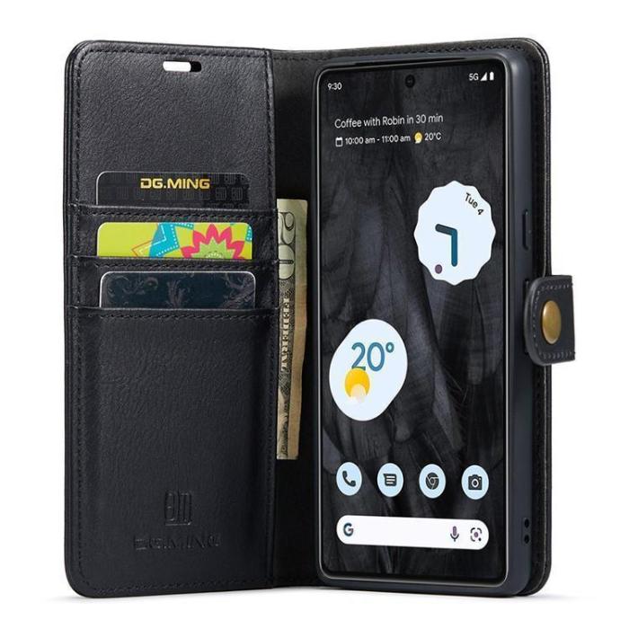 DG.MING - DG.MING Google Pixel 8 Plånboksfodral Äkta Läder - Svart