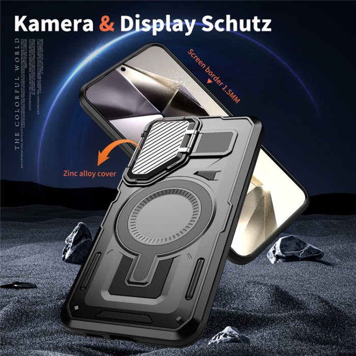 A-One Brand - Galaxy S25/S24 Mobilskal MagSafe Kickstand - Svart