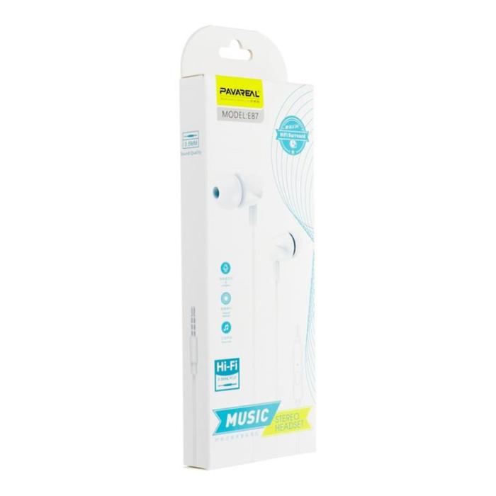 Pavareal - Pavareal Wired In-Ear Hörlurar Micro Jack - Vit