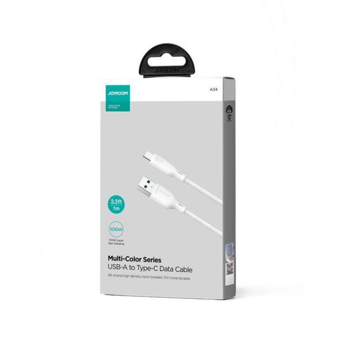 Joyroom - Joyroom USB-C till USB-A kabel 100W 1m Multi-Color - Vit