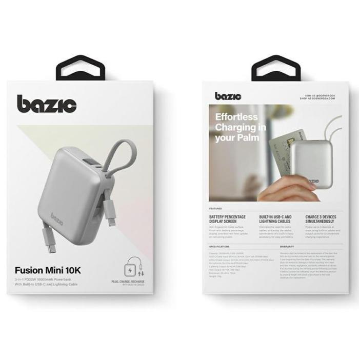 ENERGEA - Bazic Fusion 3in1 PowerBank 10000mAh USB-C/Lightning - Grå