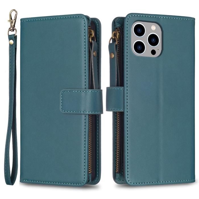 UTGATT - iPhone 15 Pro Plånboksfodral Zipper Flip - Grön