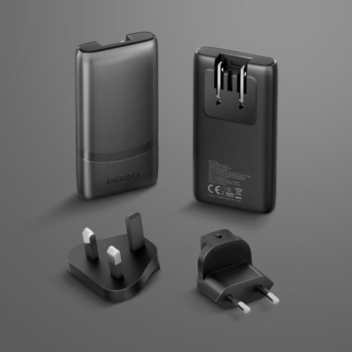 ENERGEA - Energea Snabbladdare 65W 2xUSB-C 3.0 (US/UK/EU) TravelWorld Edge - Graphite
