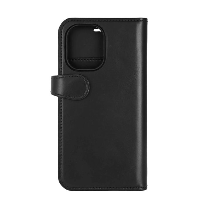 BUFFALO - BUFFALO äkta läder iPhone 16 Plånboksfodral MagSafe 2-i-1 - Svart