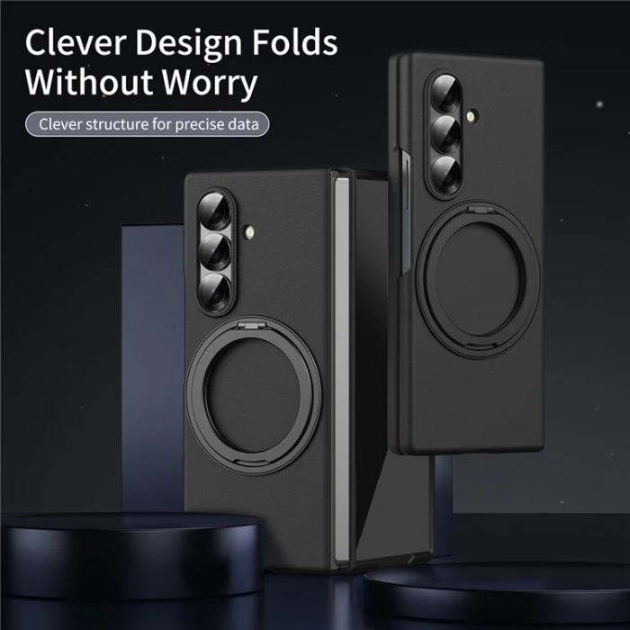 A-One Brand - Galaxy Z Fold7 5G Mobilskal Ring Kickstand Hård PC - Svart