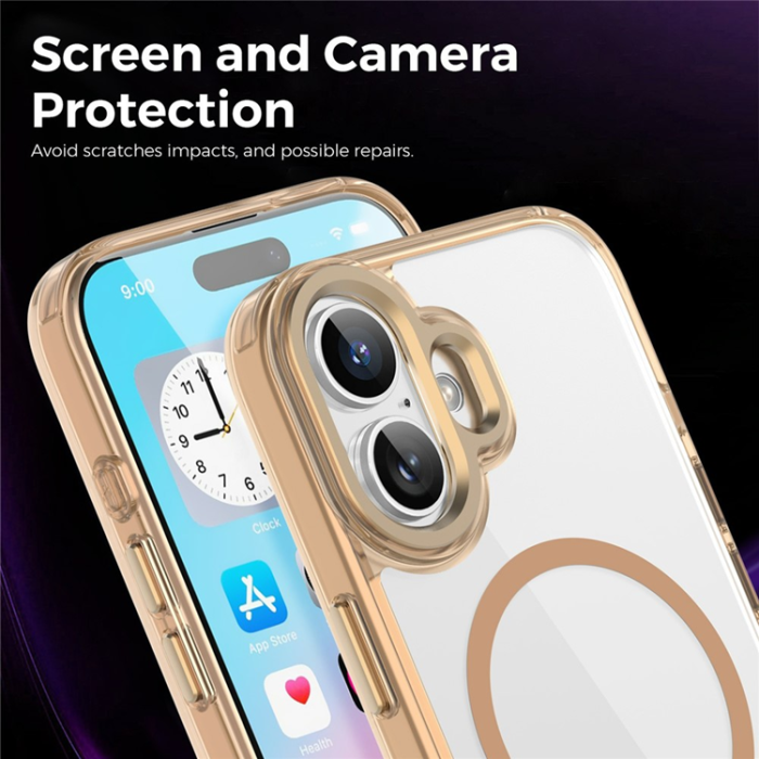 A-One Brand - iPhone 17 Mobilskal MagSafe TPU+PC Transparent - Ökenguld