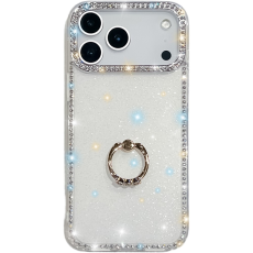 A-One Brand - iPhone 17 Pro Max Mobilskal Rhinestone Edge Ring Kickstand