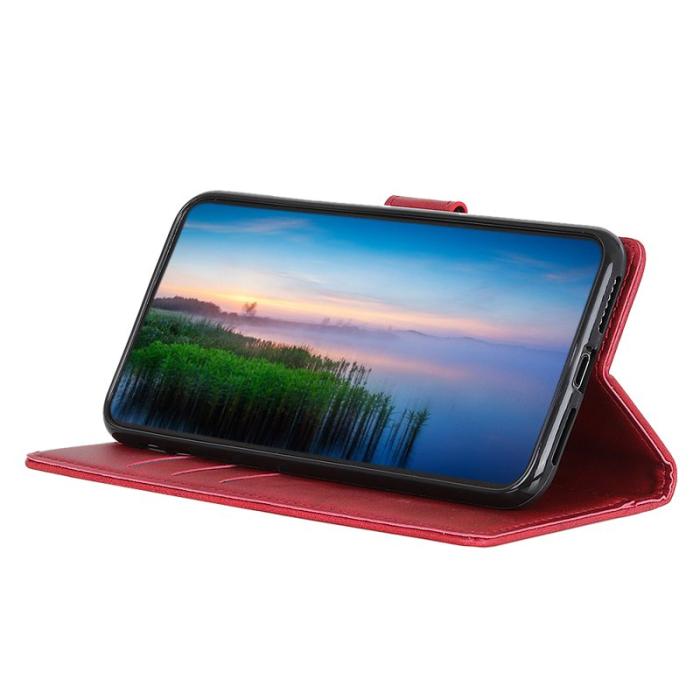 OEM - Samsung Galaxy S26 Ultra Fodral Äkta Läder Ställfunktion - Röd