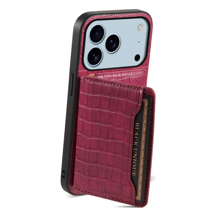 A-One Brand - iPhone 17 Pro Mobilskal Korthållare Crocodile - Röd