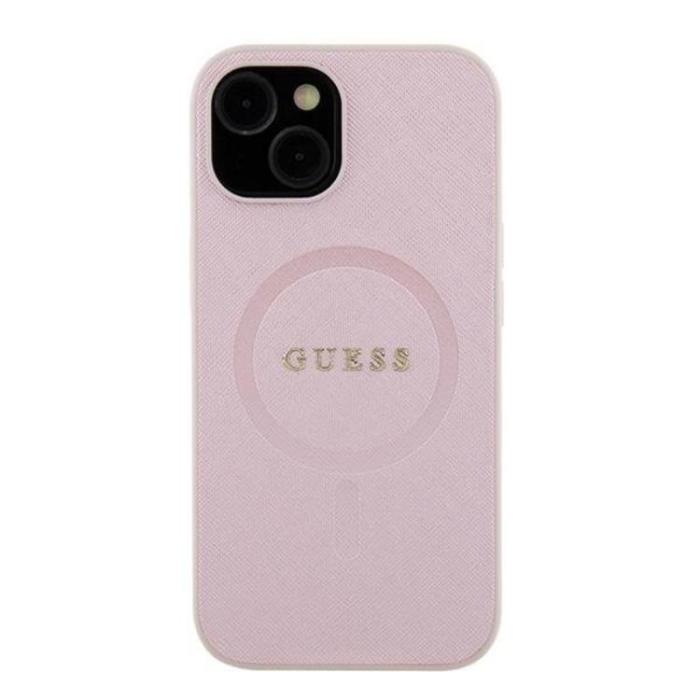 Guess - Guess iPhone 15 Mobilskal Magsafe Saffiano - Rosa