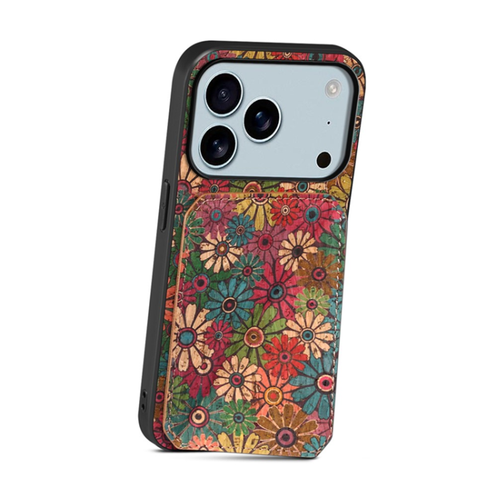 A-One Brand - iPhone 17 Pro Mobilskal Korthållare Blommor - Vår / Grön