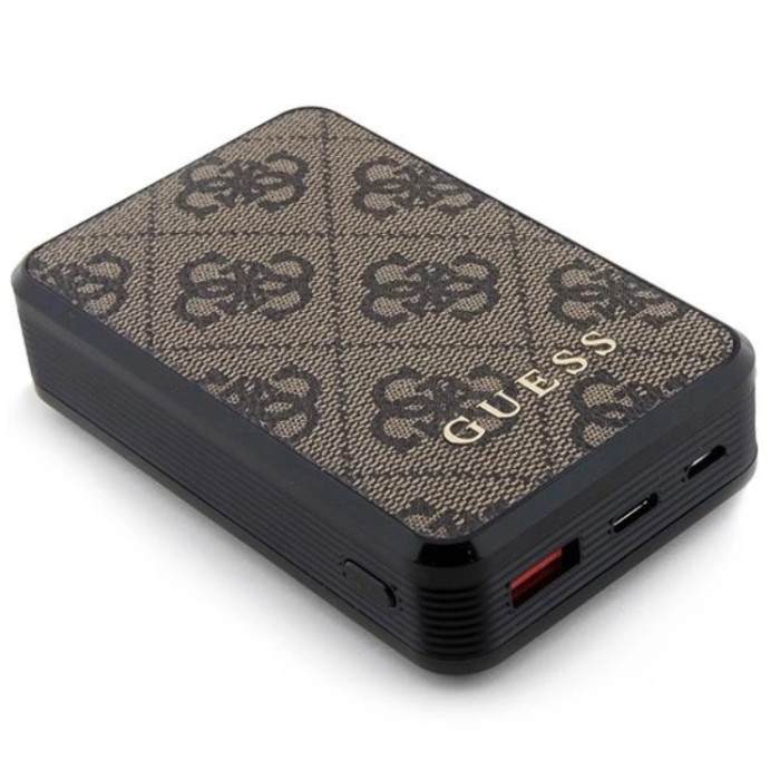 Guess - Guess Powerbank 10000mAh 18W 4G Läder Metal Logo - Brun