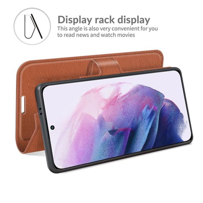 OEM - Litchi Magnetic Fodral Galaxy S22 Plus 5G - Brun