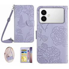 OEM - Mobilskal till Samsung Galaxy S26 Ultra KonstL&auml;der Fj&auml;ril Blomtryck - Lila