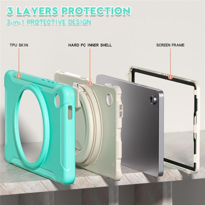 A-One Brand - Galaxy Tab A11 Skal Rotary Kickstand Handle - Mintgrön