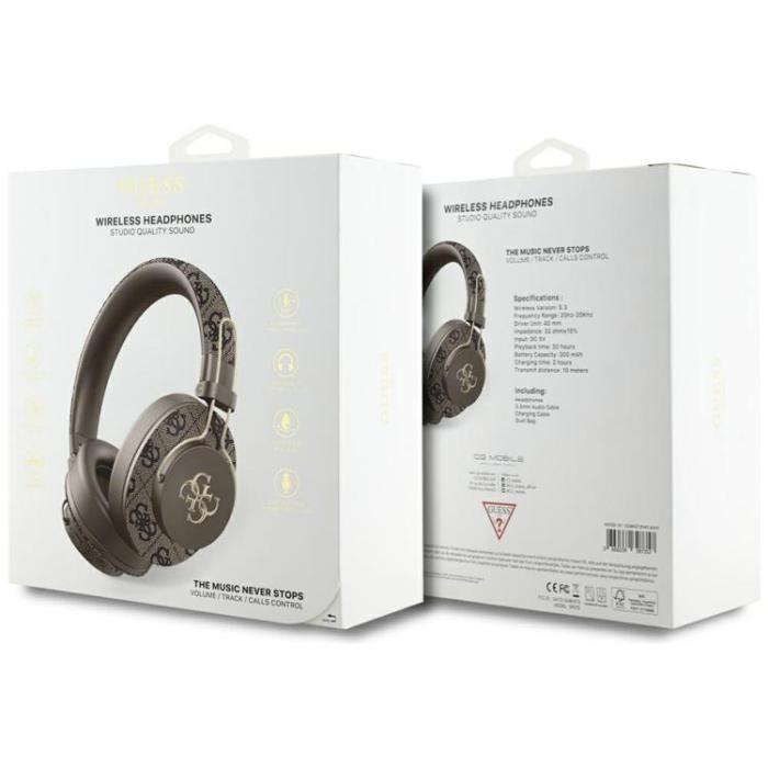 Guess - Guess Over-Ear Hörlurar Bluetooth ENC Metal 4G Logo - Brun