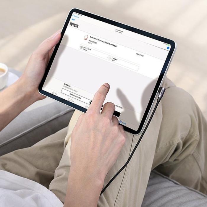Ugreen - Ugreen Angle USB-C till USB-C kabel 60 W 2m - Svart/Grå