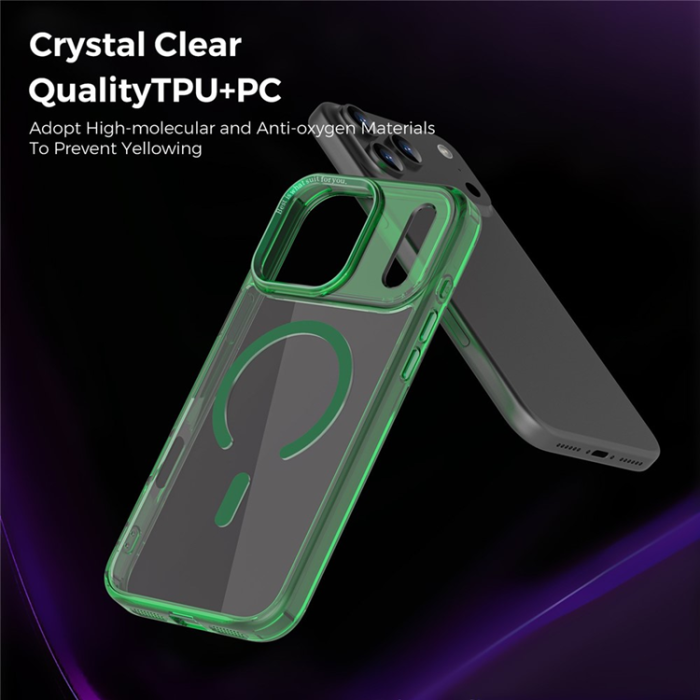 A-One Brand - iPhone 17 Pro Max Mobilskal MagSafe Transparent TPU+PC - Grön