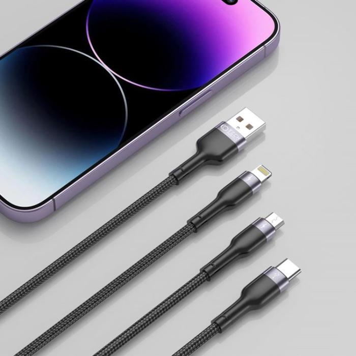 UTGATT - Tech-Protect 3in1 Lightning/USB Type-C/Micro-USB 120cm Ultraboost