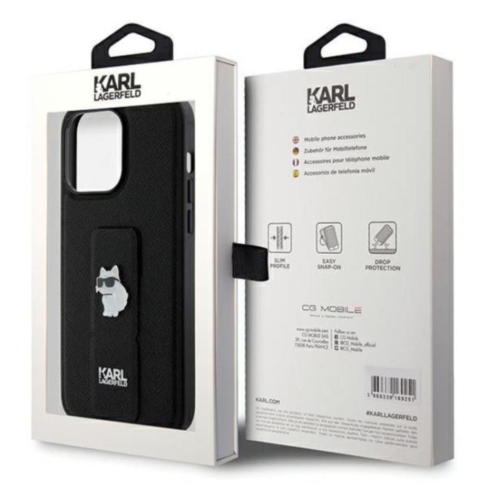 KARL LAGERFELD - KARL LAGERFELD iPhone 13 Pro/13 Mobilskal Gripstand Pins - Svart