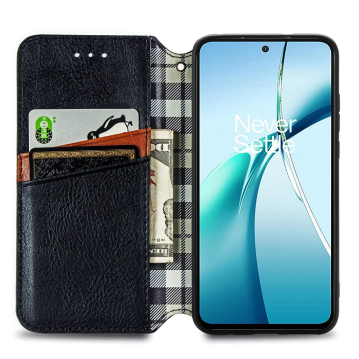 A-One Brand - Xiaomi 15 Ultra Plånboksfodral Rhombus Imprint Läder - Svart