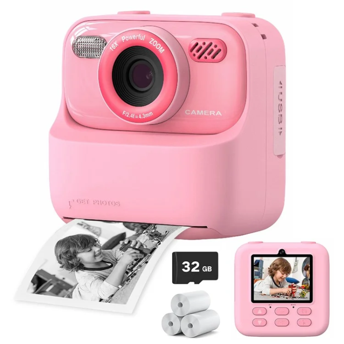 OEM - Barn Digitalkamera HD 1080P Med Skrivare P79 - Rosa