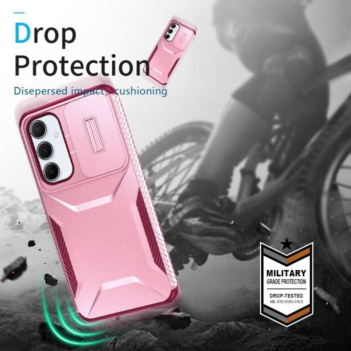 OEM - Samsung Galaxy A55 5G Skal Plast Shockproof - Rosa / Vinröd