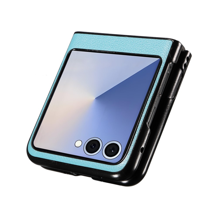 A-One Brand - Galaxy Z Flip 7 Mobilskal Litchi Texture Läder - Babyblå