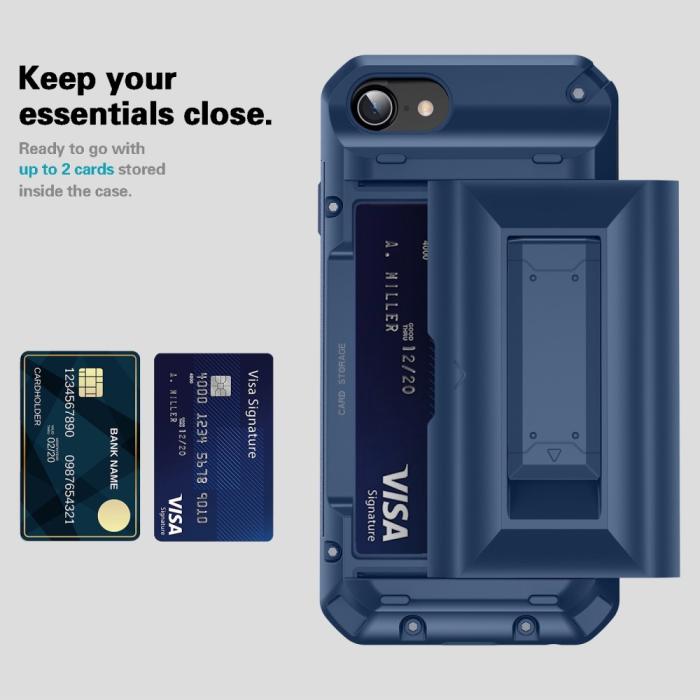 A-One Brand - iPhone 7/8/SE (2020/2022) Skal Korthållare Built-in Kickstand - Svart