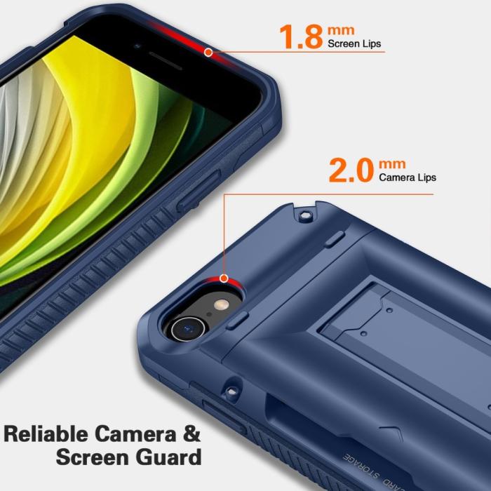 A-One Brand - iPhone 7/8/SE (2020/2022) Skal Korthållare Built-in Kickstand - Svart