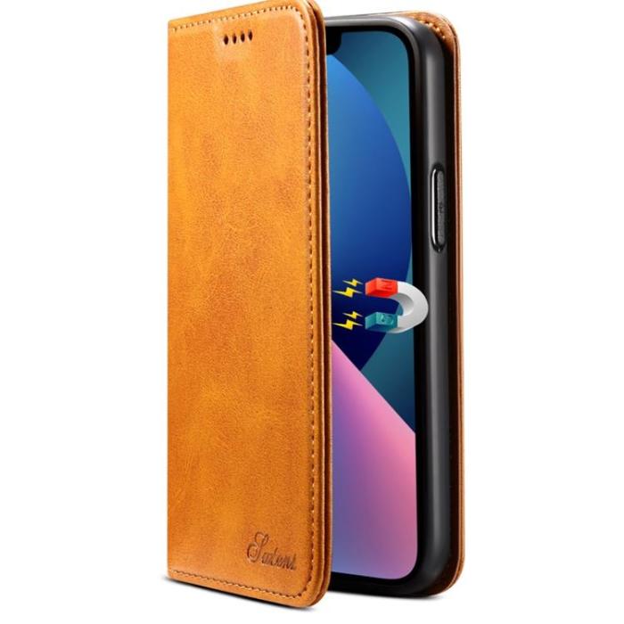 SUTENI - SUTENI iPhone 14 Plus Plånboksfodral Magnetic Kickstand - Khaki