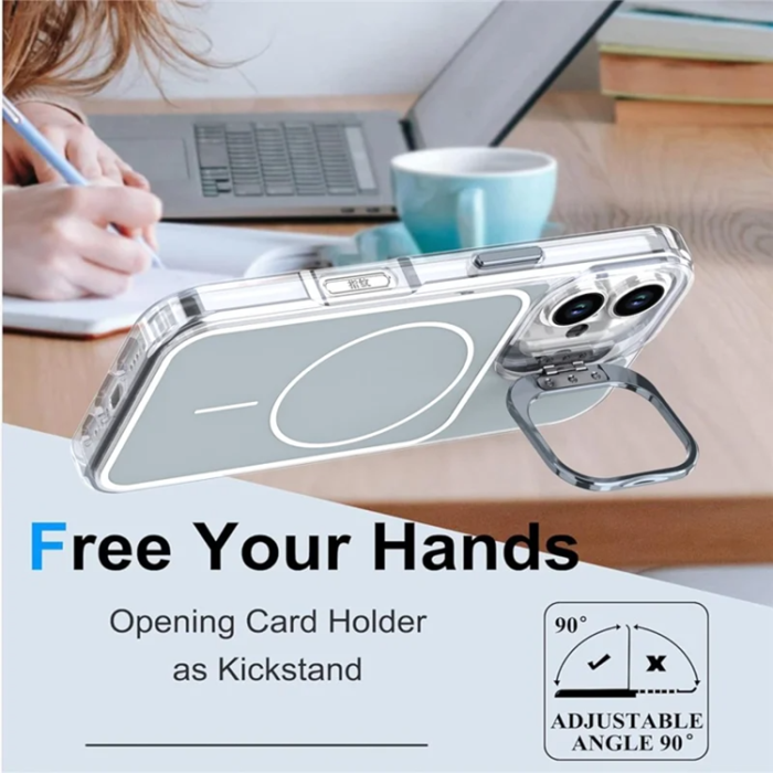 A-One Brand - iPhone 16 Plus Mobilskal MagSafe Lens Kickstand med Handrem - Grå