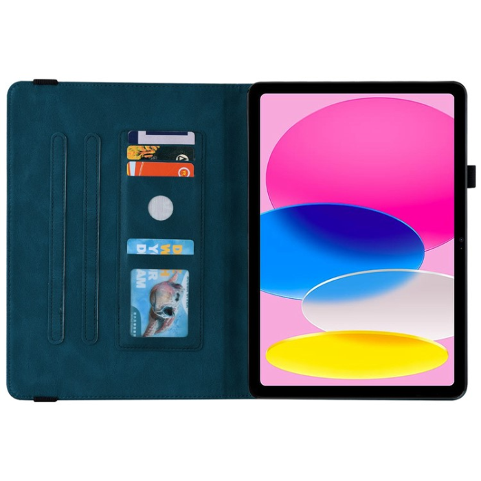 A-One Brand - iPad 10.9 (2022) Fodral Butterfly Flower Imprinted - Blå
