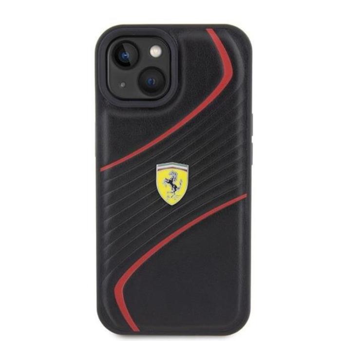 Ferrari - Ferrari iPhone 15 Mobilskal Twist Metal Logo - Svart