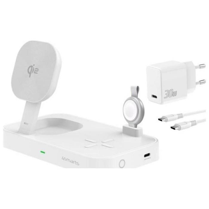 4smarts - 4smarts Qi2 Trådlös Laddare Apple Watch, iPhone, Airpods - Vit