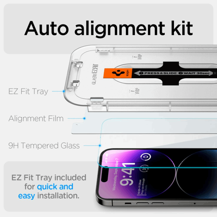 Spigen - Spigen iPhone 14 Pro Max Härdat Glas Skärmskydd Ez-Fit 2-Pack - Clear