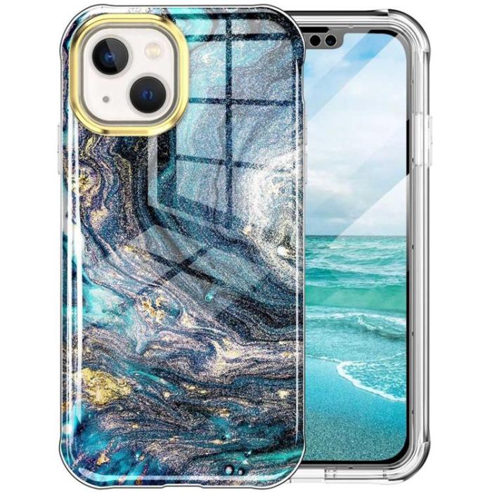 OEM - iPhone 14 Plus Skal 360 Marble - Mörkblå